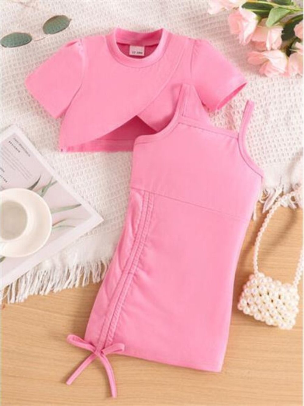Children's Crop Top & Ruched Dress Set